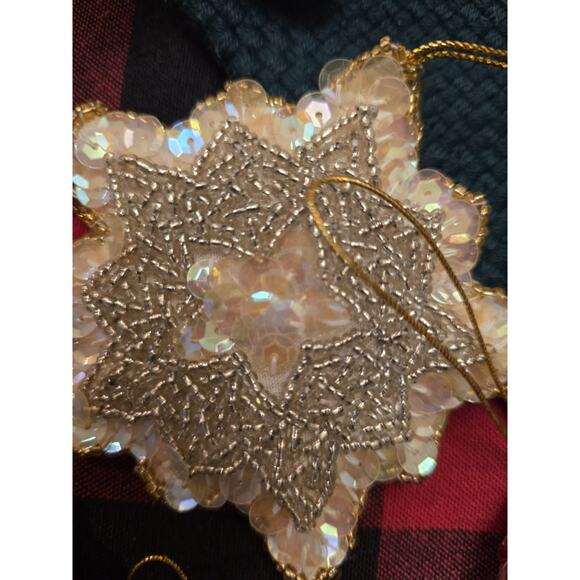 Vintage Christmas Ornaments Sequined & Beaded Handmade Set Of 14 - Picture 11 of 14